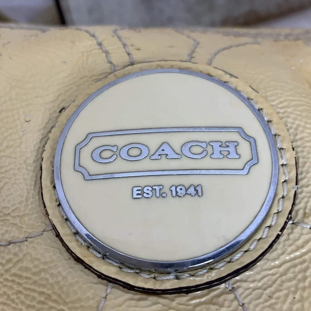 Coach creamy yellow  Patent Leather Hobo #  F17421